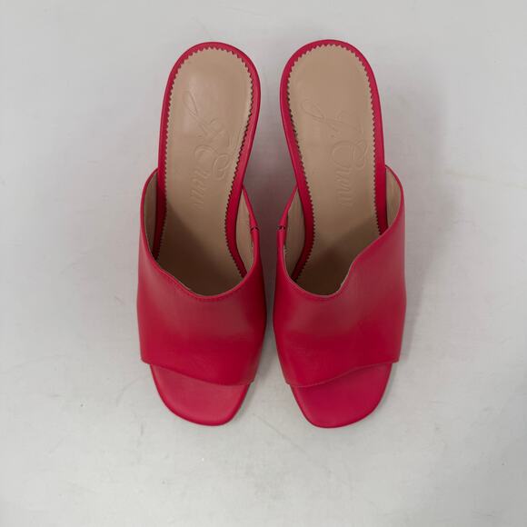 J. Crew Bianca Wedge Sandals Pink Leather Open Toe Slip-On Heels Size 9 - Picture 6 of 11